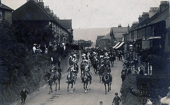 11th Hussars escorting the German Crown Prince before the Great War after he had been appointed Colonel of the 11th Hussars: Battle of Néry on 1st September 1914 in the First World War