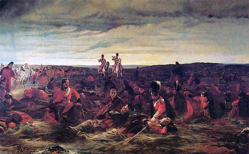 The Dawn of the Battle of Waterloo on 18th June 1815: picture by Lady Butler