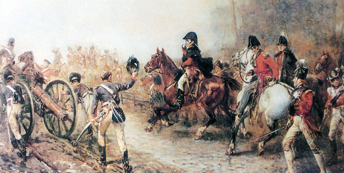 Duke of Wellington on the road to Quatre Bras on 16th June 1815: picture by Robert Hillingford