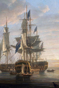 HMS Elephant Admiral Lord Nelson's flagship at the Battle of Copenhagen on 2nd April 1801 in the Napoleonic Wars