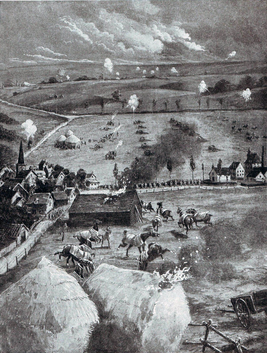 L Battery in action at the Battle of Néry on 1st September 1914 in the First World War: from a sketch drawn by BSM Dorrell after the battle