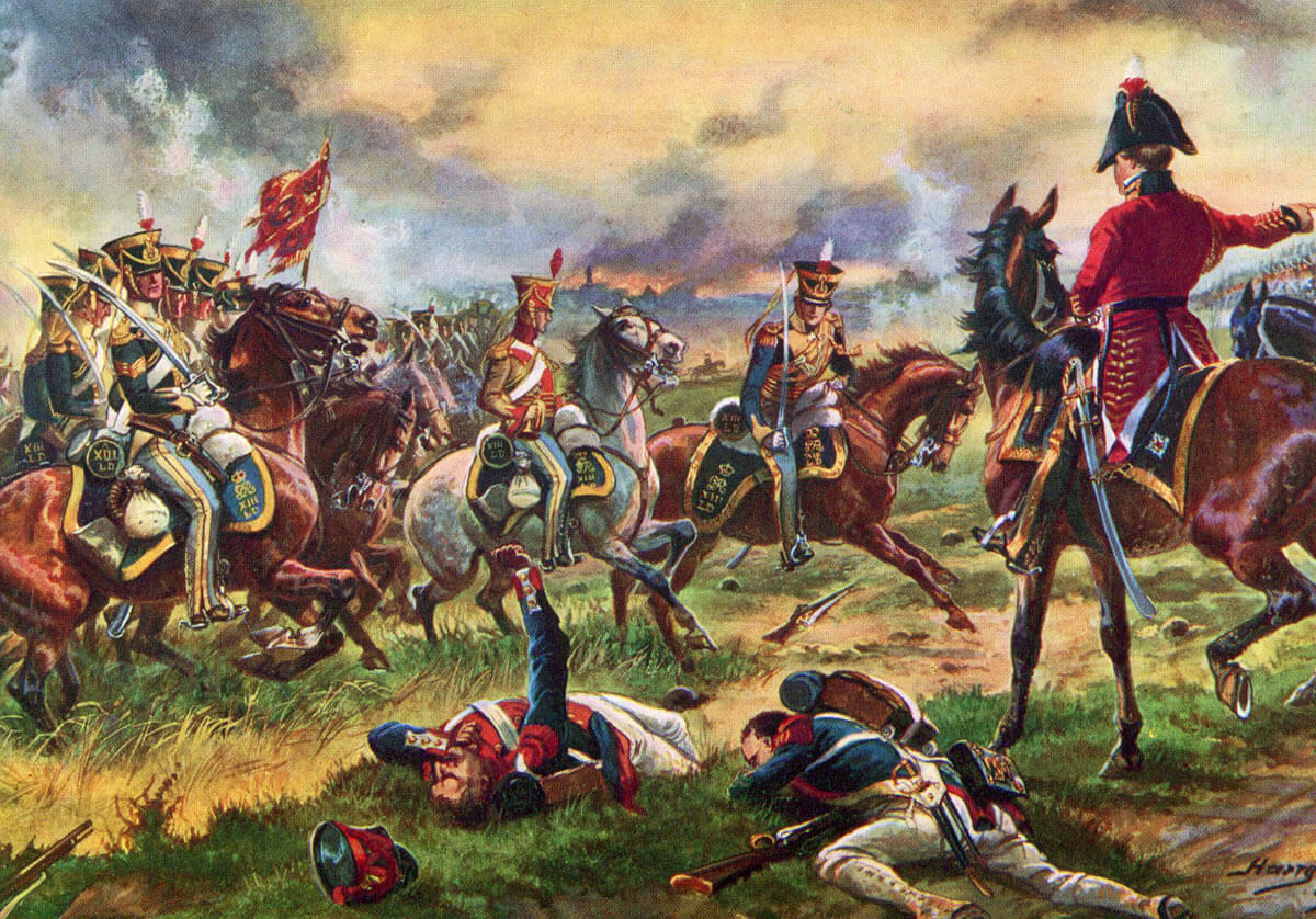 Lord Hill ordering the 13th Light Dragoons to attack at the Battle of Waterloo on 18th June 1815: picture by Harry Payne