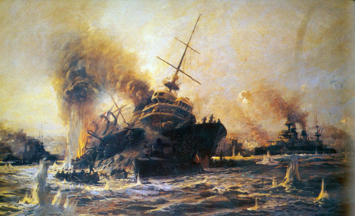 French battleship Bouvet, sinking after hitting a mine: Gallipoli campaign Part I: the Naval Bombardment, March 1915 in the First World War