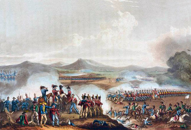 Battle of Talavera on 28th July 1809 in the Peninsular War: picture by William Heath