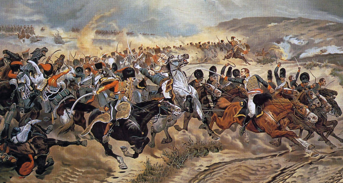 Captain Ramsey leads Bull's Troop through the French Cavalry at the Battle of Fuentes de Oñoro 3rd to 5th May 1811 in the Peninsular War