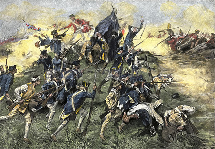 Attack of 2nd South Carolina Continentals on the Spring Hill Redoubt at the Siege of Savannah on 9th October 1779 in the American Revolutionary War: picture by A.I. Keller