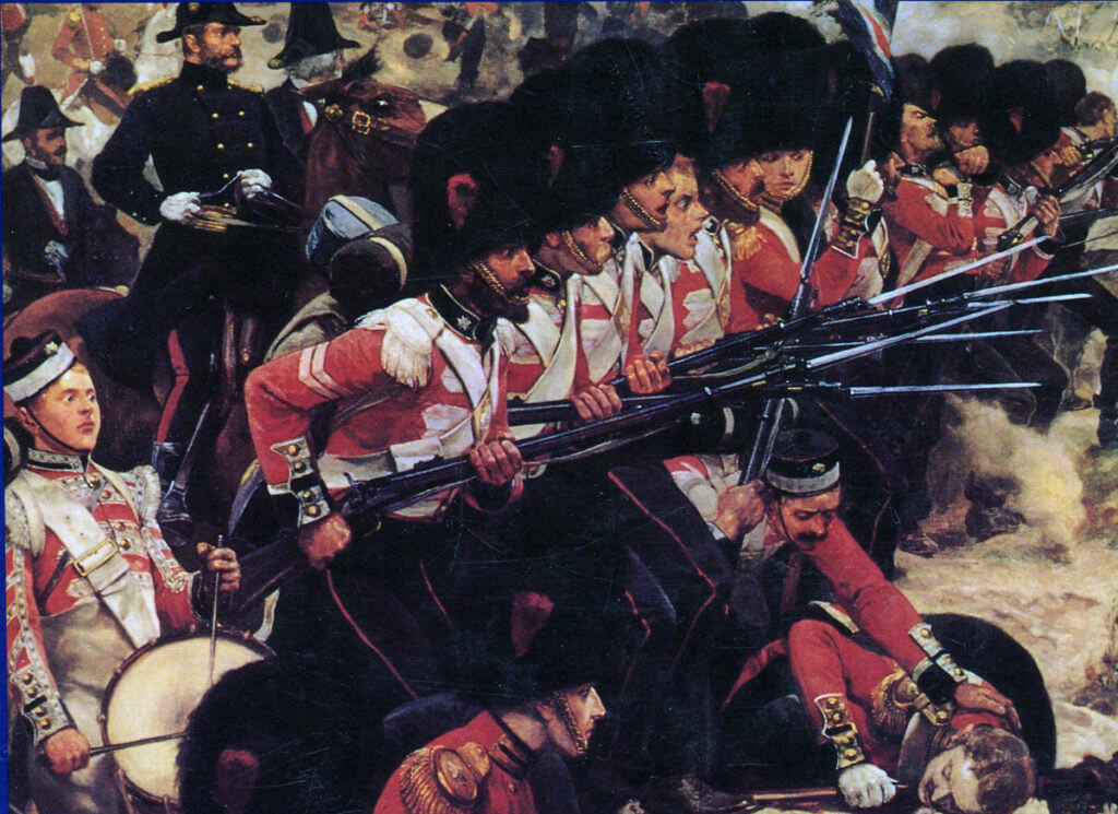Coldstream Guards at the Battle of the Alma on 20th September 1854 during the Crimean War: picture by Richard Caton Woodville