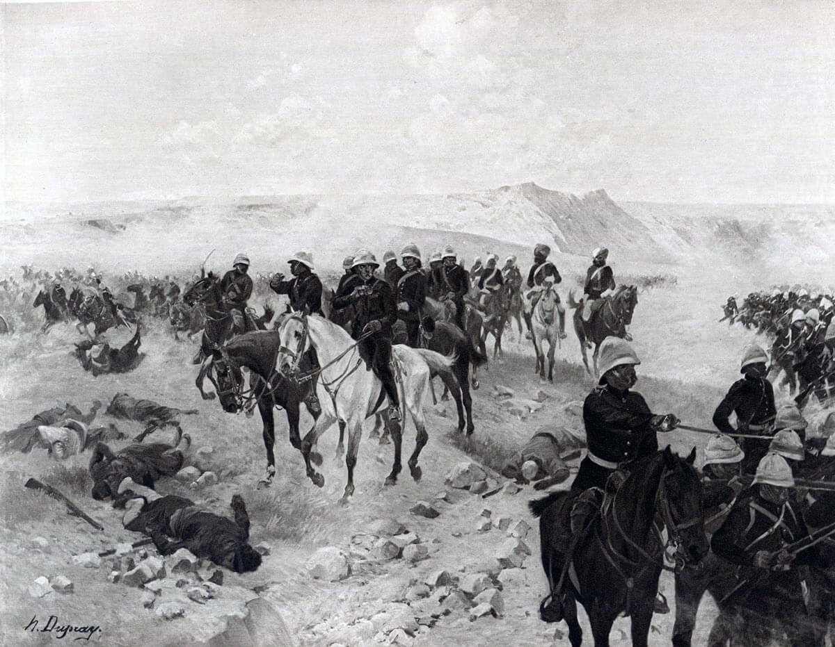 General Roberts' army on the march from Kabul to Kandahar: Battle of Kandahar on 1st September 1880 in the Second Afghan War: picture by Henri Dupray
