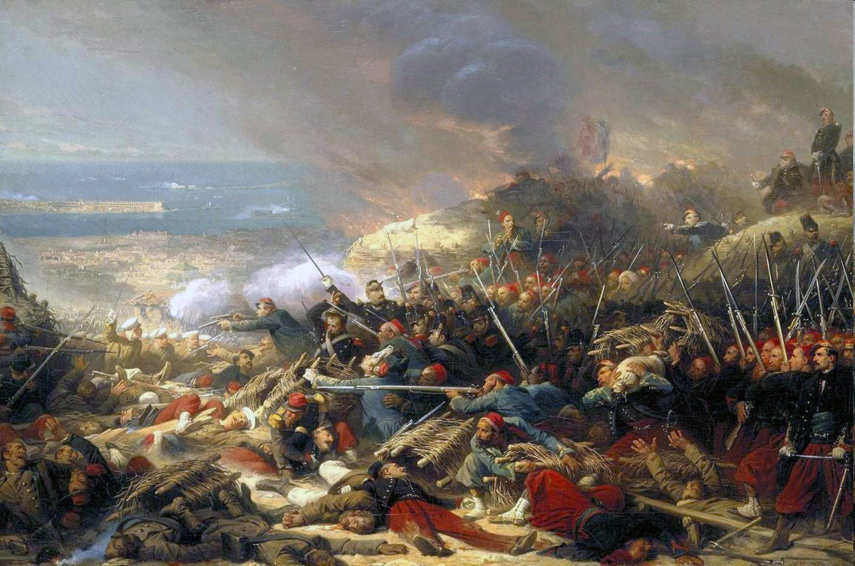 French troops storming the Malakhov on 8th September 1855: Siege of Sevastopol September 1854 to September 1855