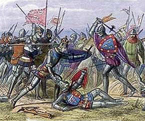 King Henry V defends his brother the Duke of Gloucester at the Battle of Agincourt on 25th October 1415 in the Hundred Years War