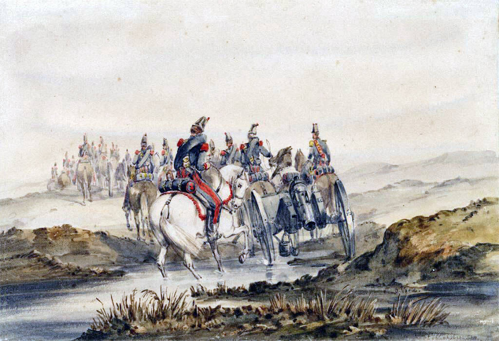 French Artillery at the Battle of the Alma on 20th September 1854 during the Crimean War: picture by Orlando Norie