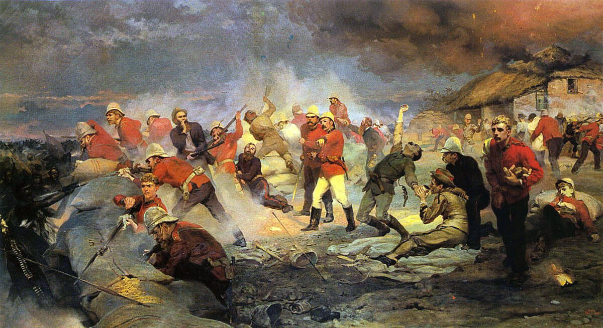 Defence of Rorke’s Drift on 22nd January 1879 in the Zulu War: picture by Lady Butler