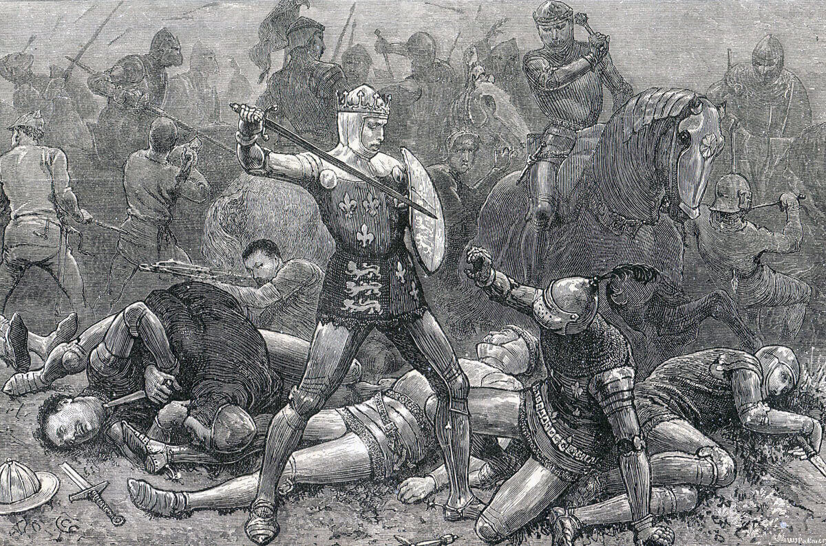 King Henry V and the Duke D’Alençon at the Battle of Agincourt on 25th October 1415 in the Hundred Years War