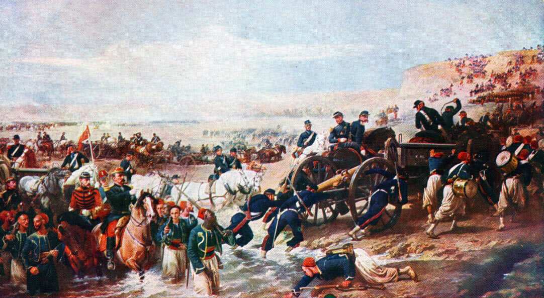 French troops crossing the river at the Battle of the Alma on 20th September 1854 during the Crimean War