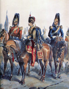 British cavalry in the Crimea: Battle of Balaclava on 25th October 1854 in the Crimean War: picture by Orlando Norie