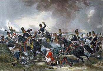 Attack of the British 3rd King's Own Light Dragoons at the Battle of Ferozeshah on 22nd December 1845 during the First Sikh War