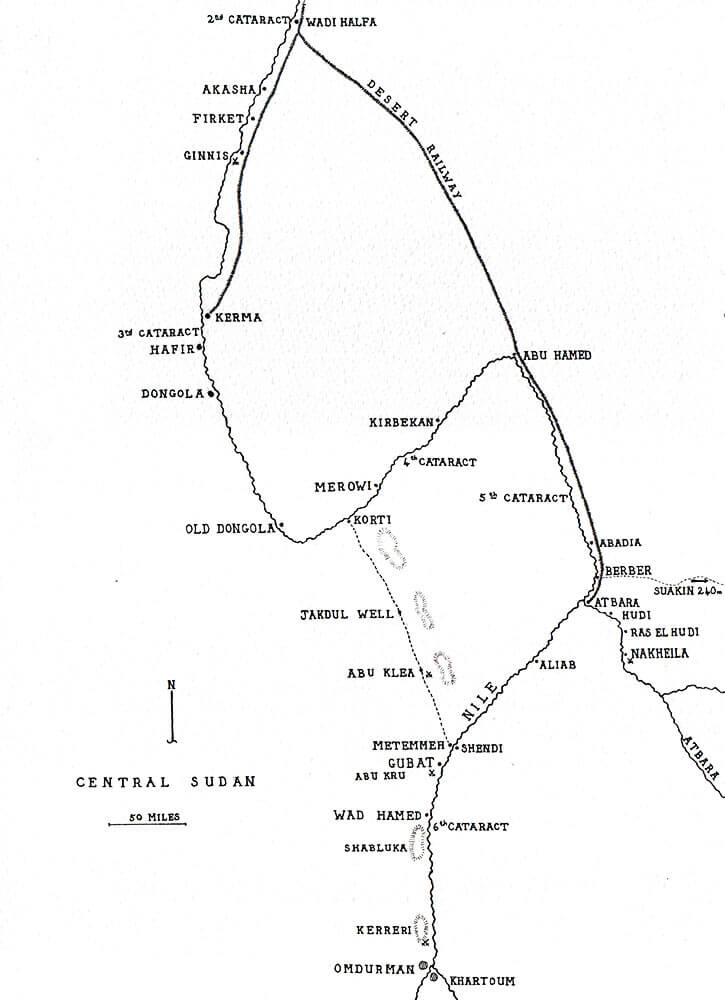 Map of the Sudan: Battle of Omdurman on on 2nd September 1898 in the Sudanese War: map by John Fawkes