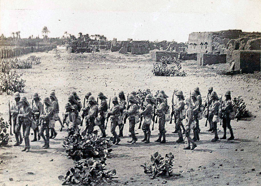 Grenadier Guards landing before the Battle of Omdurman on on 2nd September 1898 in the Sudanese War