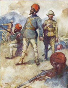 General Roberts' Sikh Orderly covering the general: Battle of Kandahar on 1st September 1880 in the Second Afghan War
