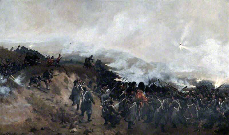 Guards at the Battle of Inkerman on 5th November 1854 in the Crimean War: picture by Thomas Rose Miles