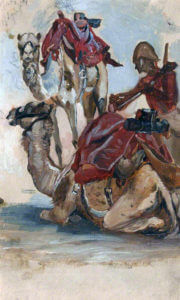 Camel Corps: Battle of Abu Klea on 17th January 1885 in the Sudanese War: picture by Lady Butler