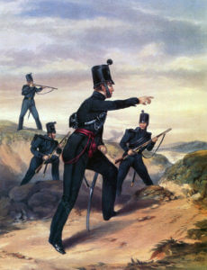 Rifle Brigade: Battle of Inkerman on 5th November 1854 in the Crimean War: print by Ackermann