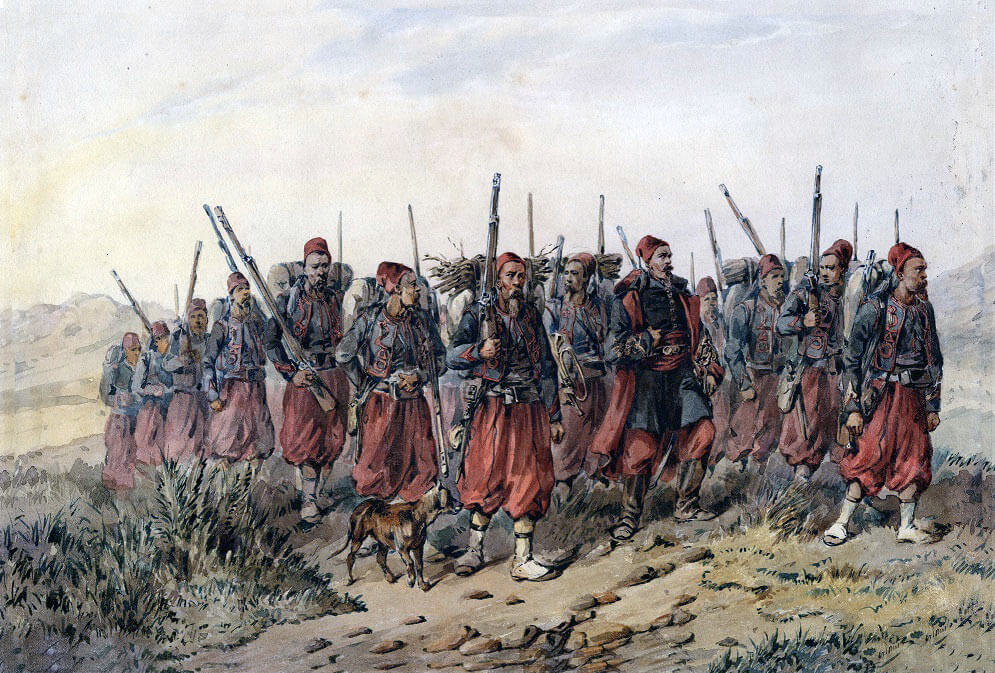 French Zouaves: Battle of Inkerman on 5th November 1854 in the Crimean War: picture by Orlando Norie