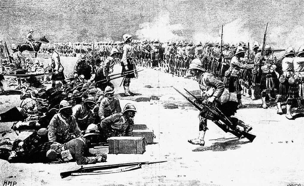 Highland troops in the Battle of Omdurman on 2nd September 1898 in the Sudanese War