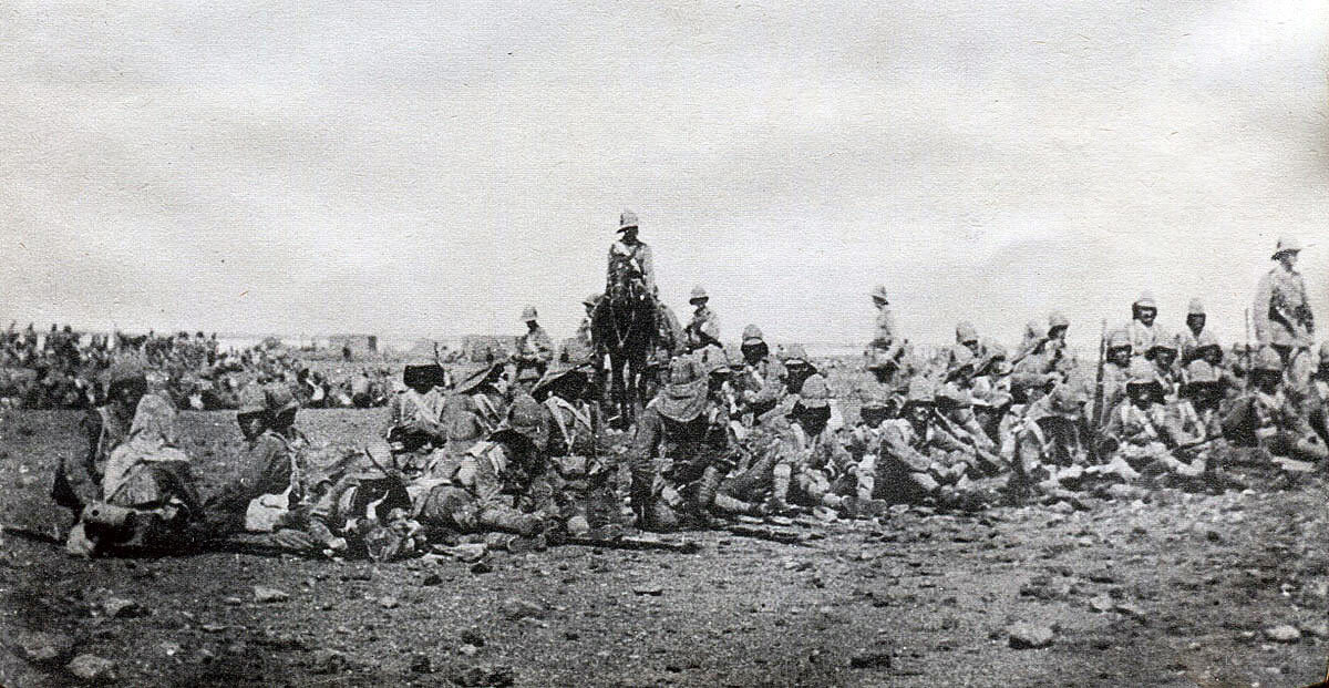 Grenadier Guards between the two attacks in the Battle of Omdurman on 2nd September 1898 in the Sudanese War