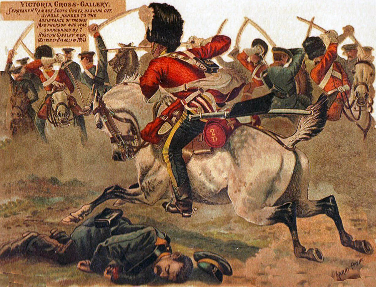 Sergeant Ramage winning the Victoria Cross at the Battle of Balaclava on 25th October 1854 in the Crimean War: picture by Harry Payne