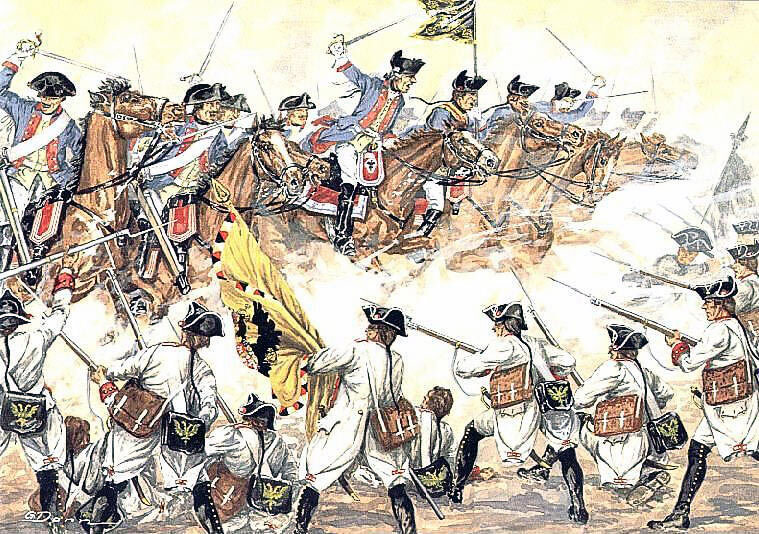 Charge of the Bayreuth Dragoons at the Battle of Hohenfriedberg 4th June 1745 in the Second Silesian War