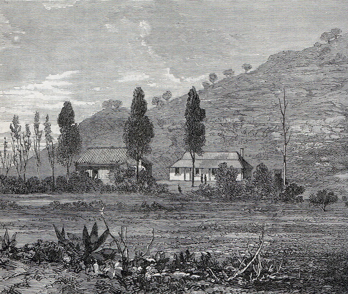 Rorke's Drift Mission Station before the Zulu attack: Battle of Rorke's Drift on 22nd January 1879 in the Zulu War
