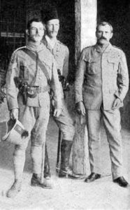 Colonel Macdonald (on right) with two staff officers: Battle of Omdurman on 2nd September 1898 in the Sudanese War