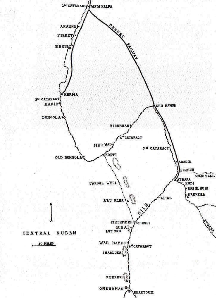 Map of the Sudan: Battle of Atbara on 8th April 1898 in the Sudanese War: map by John Fawkes