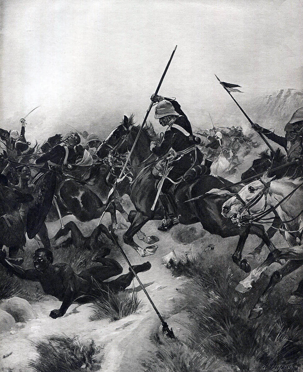 Charge of the 17th Lancers at the Battle of Ulundi on 4th July 1879 in the Zulu War: picture by Henri Dupray