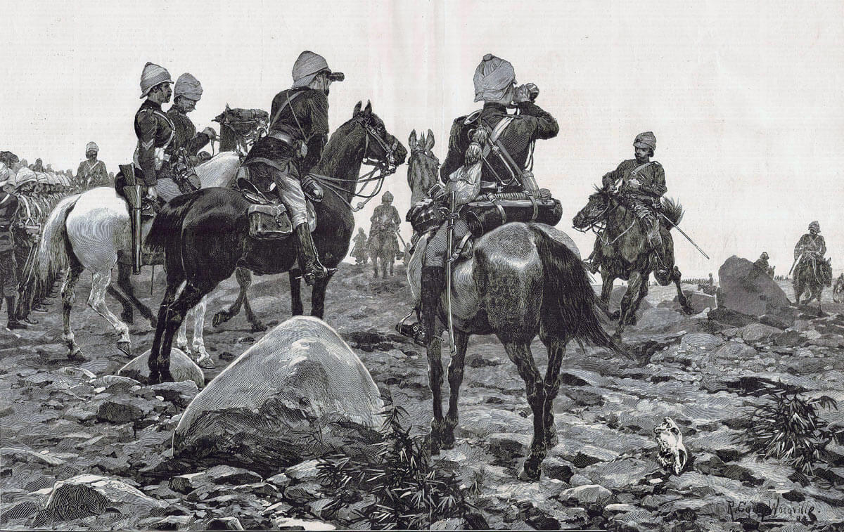 19th Hussars and an alarm in the desert: Battle of Abu Klea fought on 17th January 1884 in the Sudanese War: picture by Richard Caton Woodville