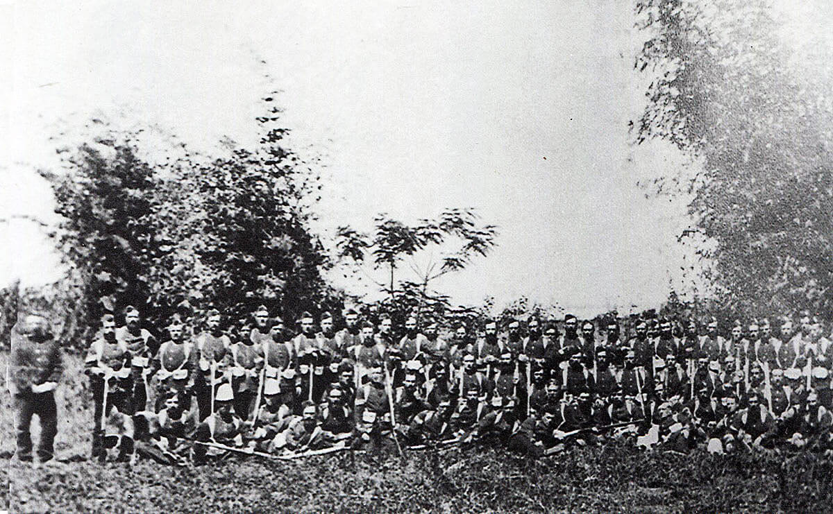 B Company, 2nd Battalion, 24th Regiment, the garrison of Rorke's Drift Mission at the Battle of Rorke's Drift on 22nd January 1879 in the Zulu War