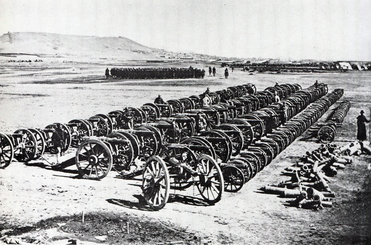Captured Afghan guns in the Sherpur Cantonment: Battle of Kabul December 1879 in the Second Afghan War