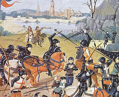 The French are overwhelmed at the Battle of Agincourt on 25th October 1415 in the Hundred Years War