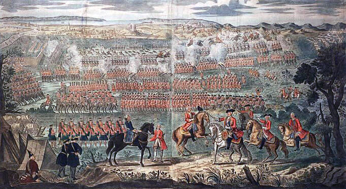 Battle of Culloden, 16th April 1746 in the Jacobite Rebellion, a contemporary woodcut painting
