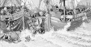 Battle of Sluys on 24th June 1340 in the Hundred Years War