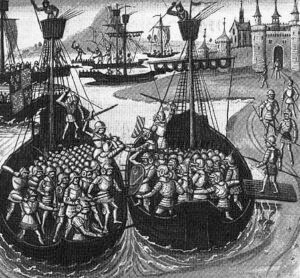 Battle of Sluys on 24th June 1340 in the Hundred Years War