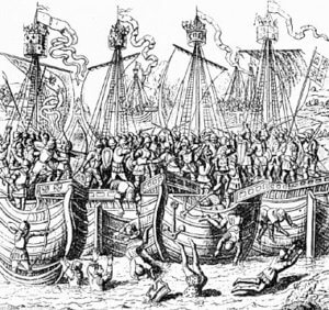 Battle of Sluys on 24th June 1340 in the Hundred Years War