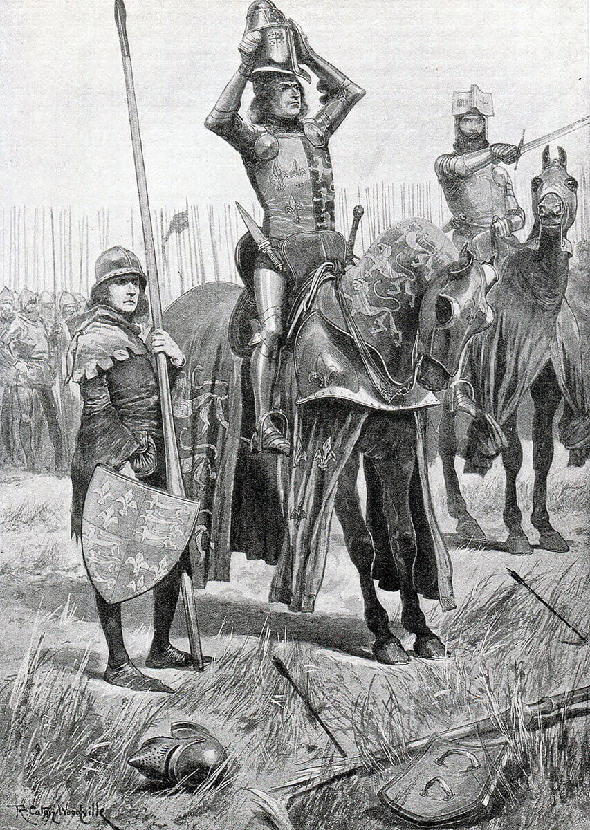 Sir John Chandos urges the Black Prince to attack saying 'Sire the Day is yours' at the Battle of Poitiers on 19th September 1356 in the Hundred Years: picture by R. Caton Woodville