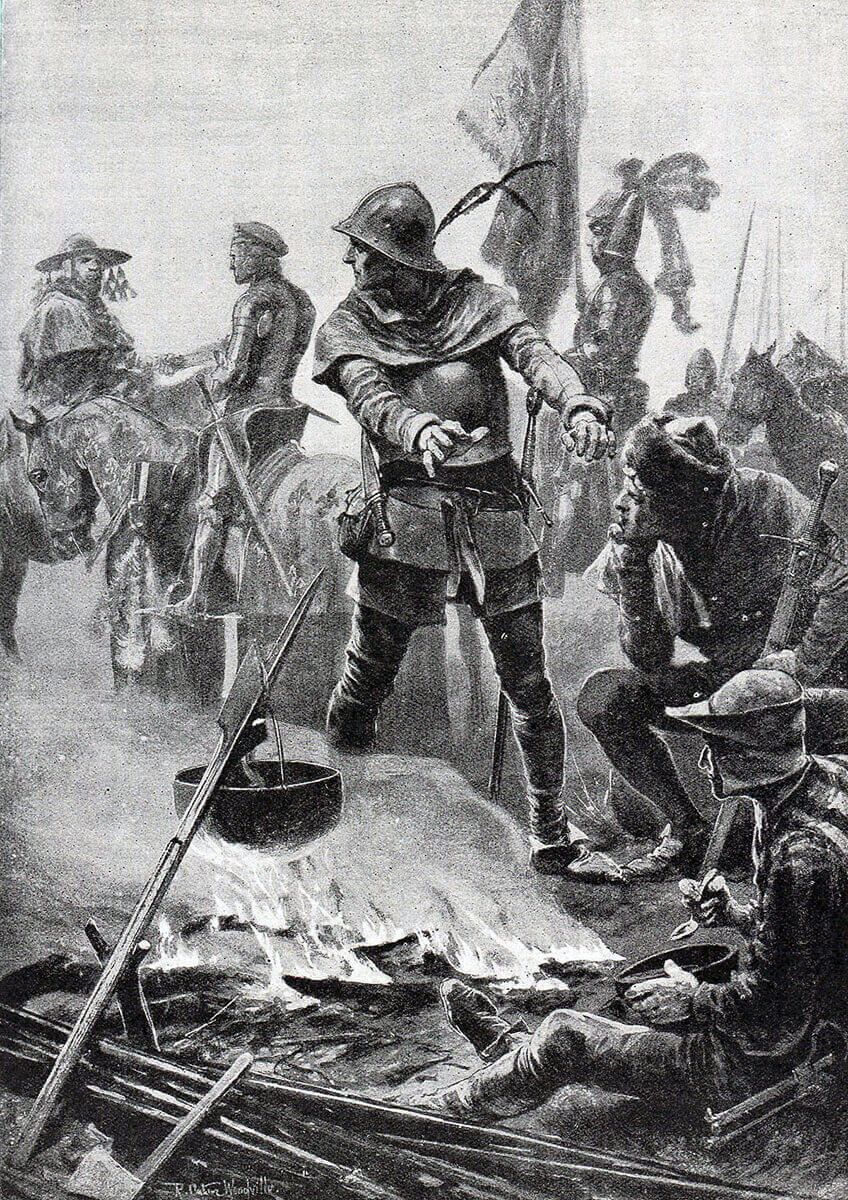 Cardinal Talleyrand leaves the English camp the night before the Battle of Poitiers on 19th September 1356 in the Hundred Years