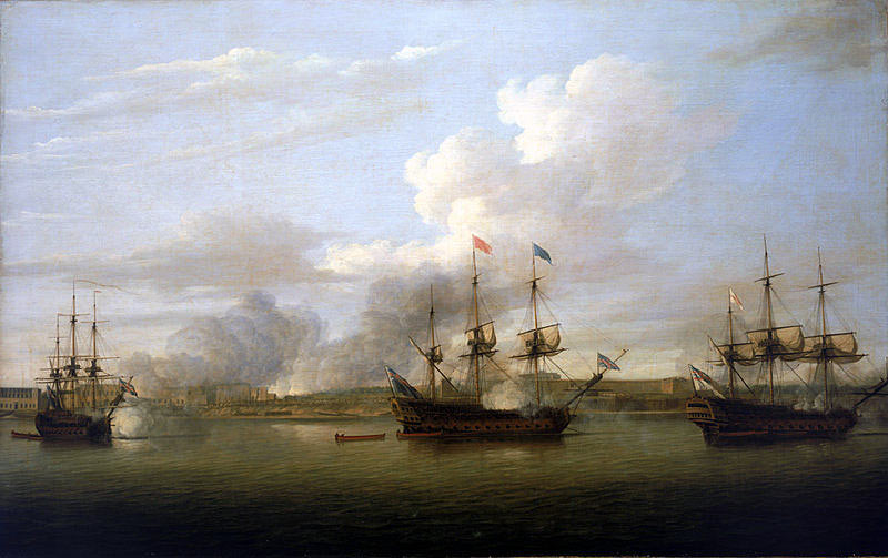 Capture of Chandranagar by Admiral Watson and Robert Clive: Battle of Plassey on 23rd June 1757 in the Anglo-French Wars in India: picture by Dominic Serres