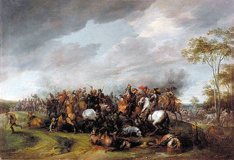 Cavalry action at the time of the English Civil War: Battle of Roundway Down on 13th July 1643 during the English Civil War: picture by Peter Sneyers