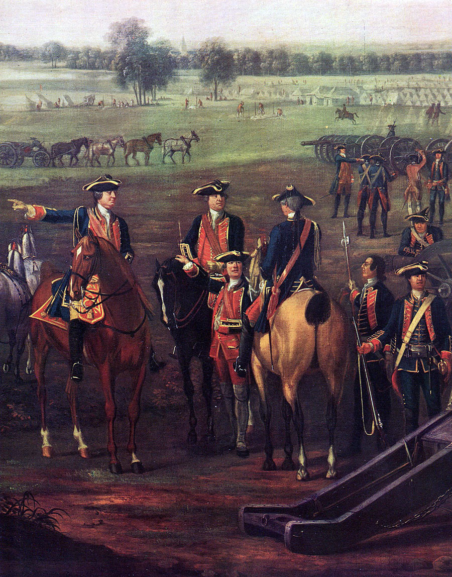 Officers of the Royal Artillery: Battle of Minden 1st August 1759 in the Seven Years War: picture by David Morier