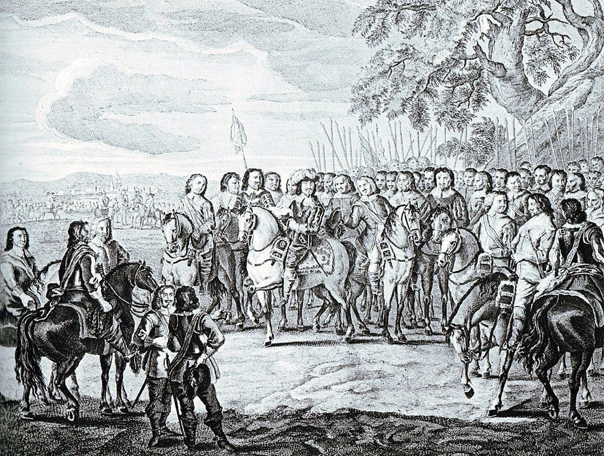 King Charles I addresses his officers in September 1642: Battle of Edgehill 23rd October 1642 during the English Civil War