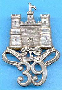 Badge of the 39th Foot with the motto ‘Primus in India’